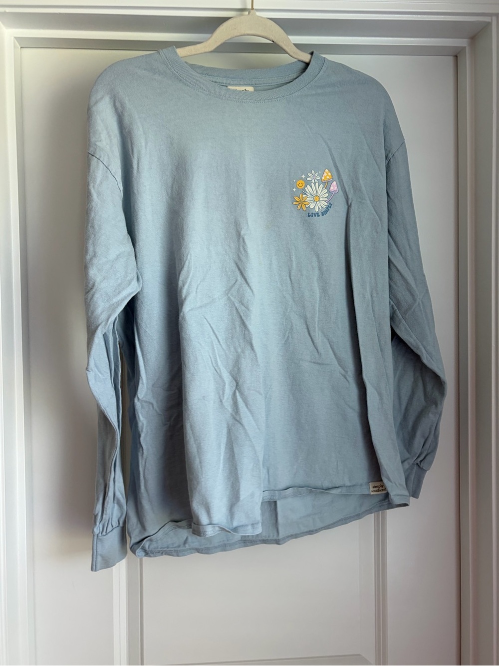 Simply Southern Light Blue Long-Sleeve Tee with Daisy Graphic